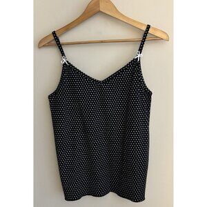 Vintage Y2K Cami Size M Polka Dot Minimalist Capsule Wardrobe Black